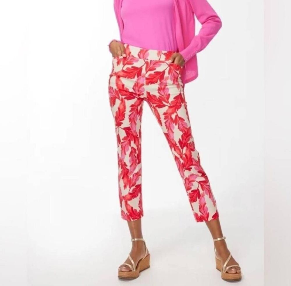 Womens Chico's Brigitte Floral Stretch Ankle Pull On Pants Size 000R